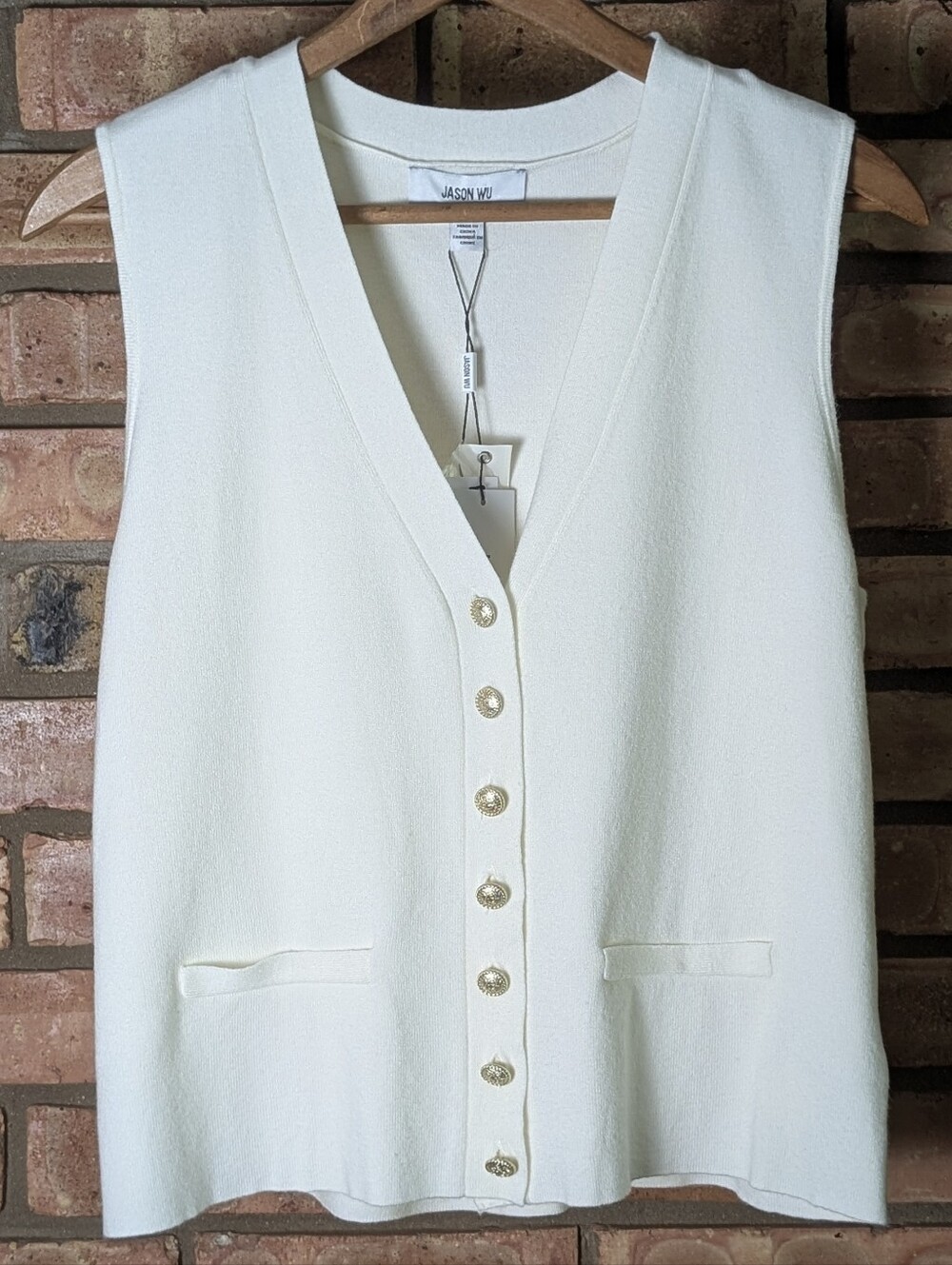 NWT Jason Wu Cream Knit Button Vest